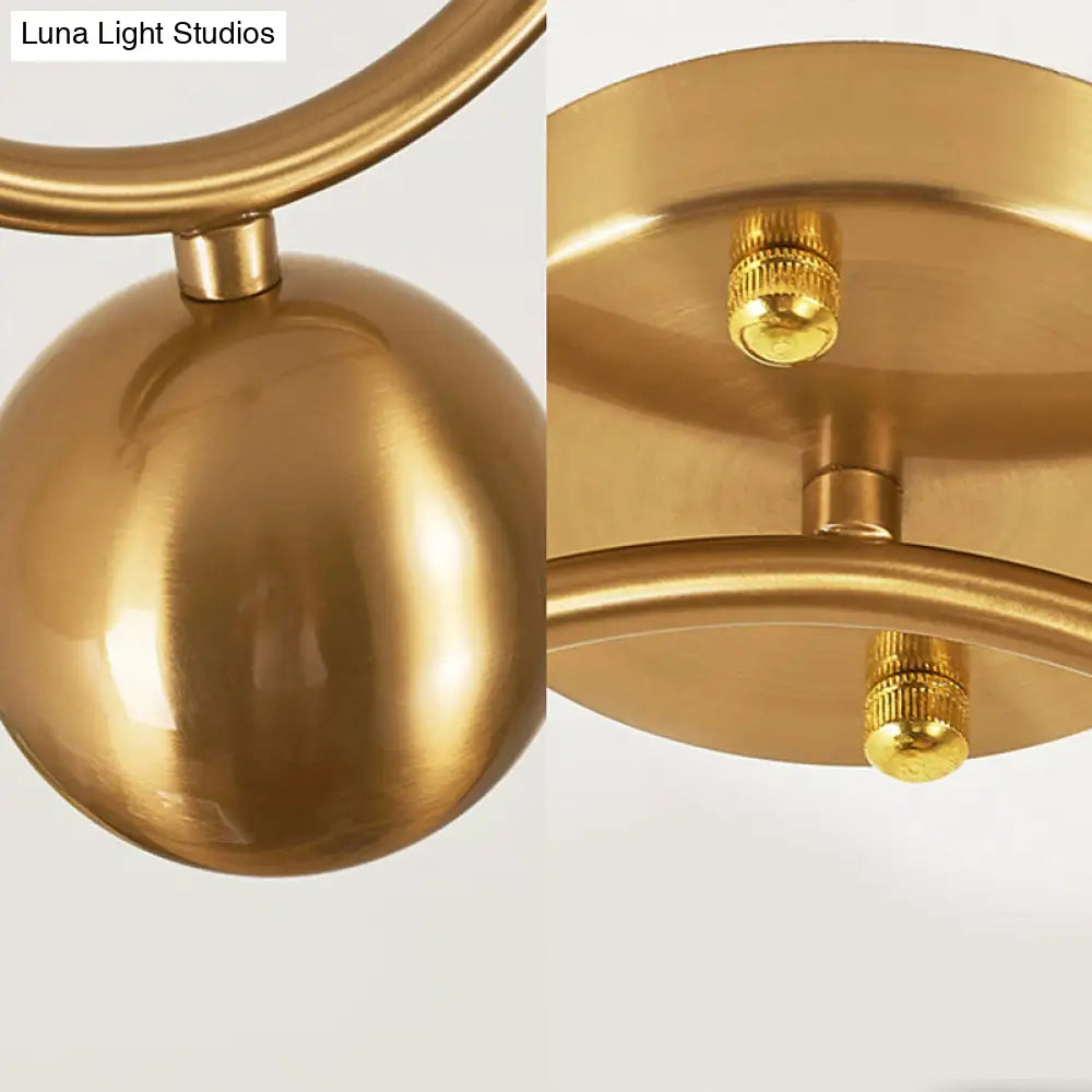 Gold Hanging Light Globe Pendant Lamp - Modern Opal Glass Shade for Living Room