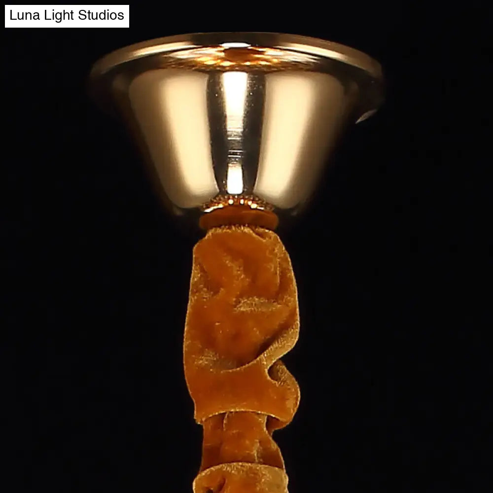 Lámpara de araña geométrica industrial dorada con pantalla de cristal en forma de lágrima - Lámpara colgante de 5/6/8 bombillas