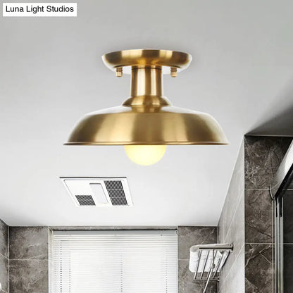 DecorBites™ DecorBites™ Gold Industrial Metallic Semi Flush Mount Light - 1 Bulb Hall Fixture
