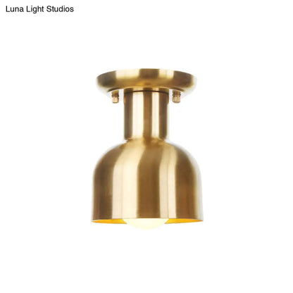 DecorBites™ DecorBites™ Gold Industrial Metallic Semi Flush Mount Light - 1 Bulb Hall Fixture