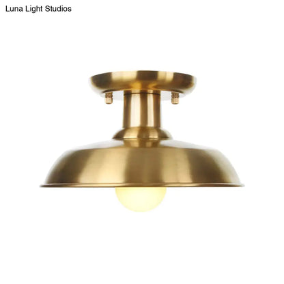 DecorBites™ DecorBites™ Gold Industrial Metallic Semi Flush Mount Light - 1 Bulb Hall Fixture