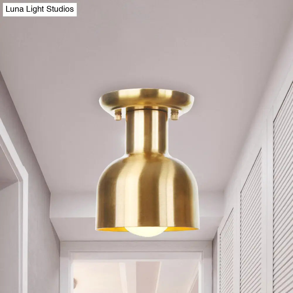 DecorBites™ DecorBites™ Gold Industrial Metallic Semi Flush Mount Light - 1 Bulb Hall Fixture