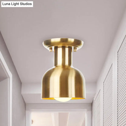 DecorBites™ DecorBites™ Gold Industrial Metallic Semi Flush Mount Light - 1 Bulb Hall Fixture