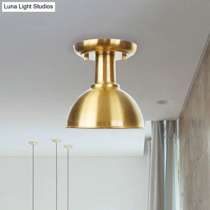 DecorBites™ DecorBites™ Gold Industrial Metallic Semi Flush Mount Light - 1 Bulb Hall Fixture