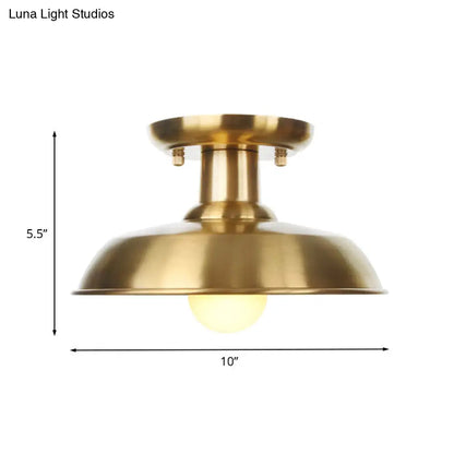 DecorBites™ DecorBites™ Gold Industrial Metallic Semi Flush Mount Light - 1 Bulb Hall Fixture