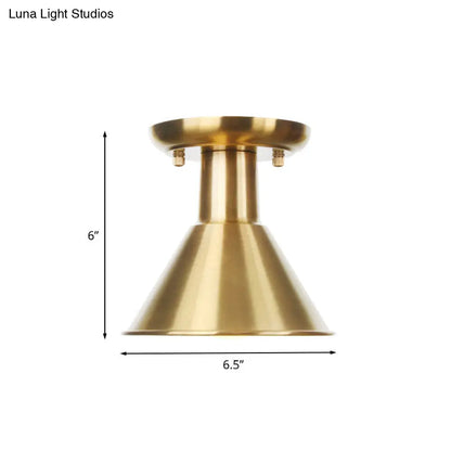 DecorBites™ DecorBites™ Gold Industrial Metallic Semi Flush Mount Light - 1 Bulb Hall Fixture