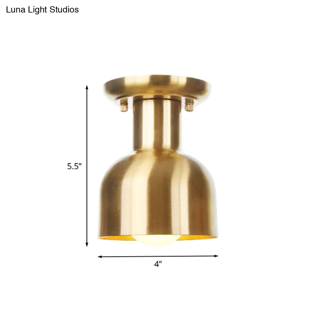 DecorBites™ DecorBites™ Gold Industrial Metallic Semi Flush Mount Light - 1 Bulb Hall Fixture