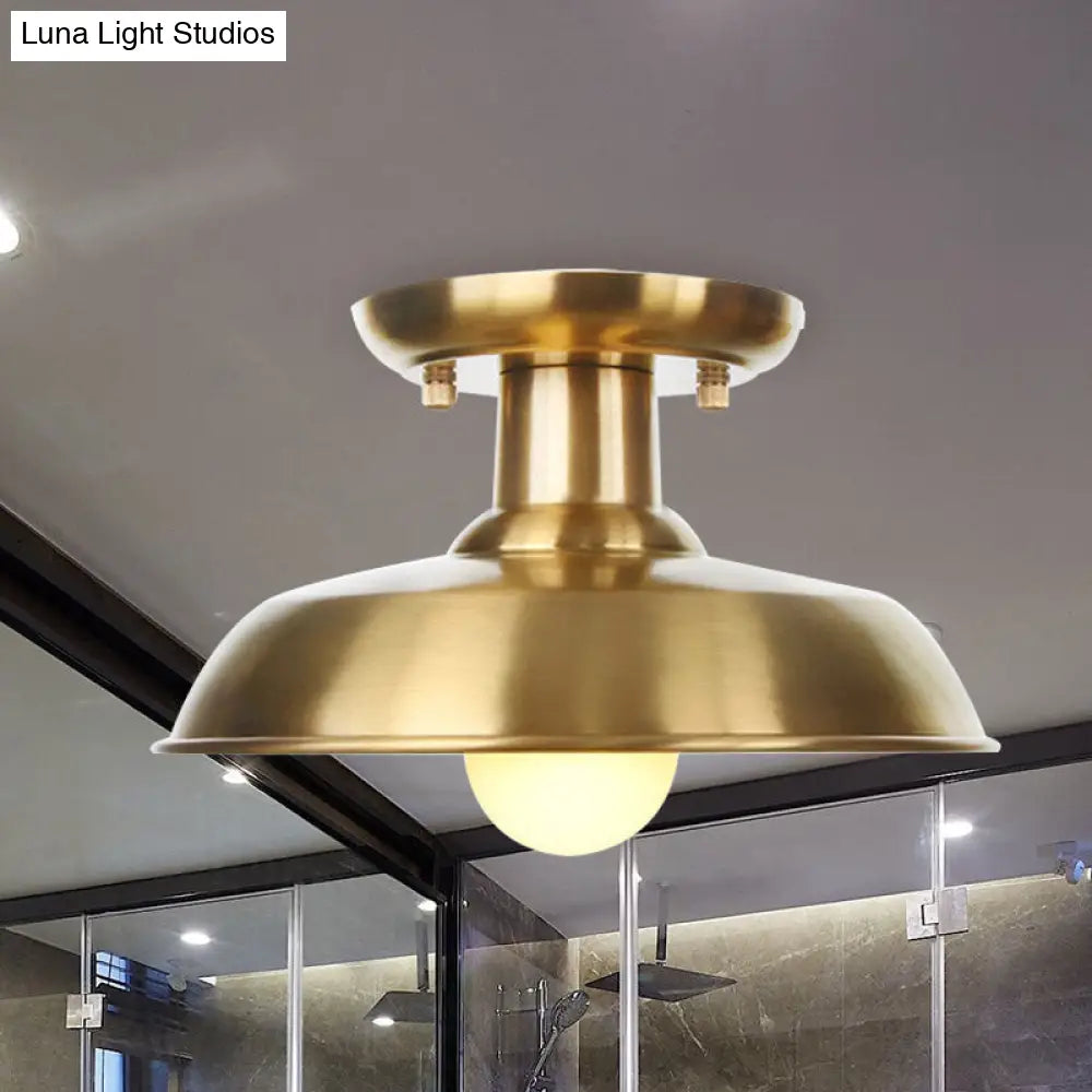 DecorBites™ DecorBites™ Gold Industrial Metallic Semi Flush Mount Light - 1 Bulb Hall Fixture