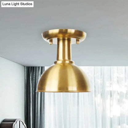 DecorBites™ DecorBites™ Gold Industrial Metallic Semi Flush Mount Light - 1 Bulb Hall Fixture