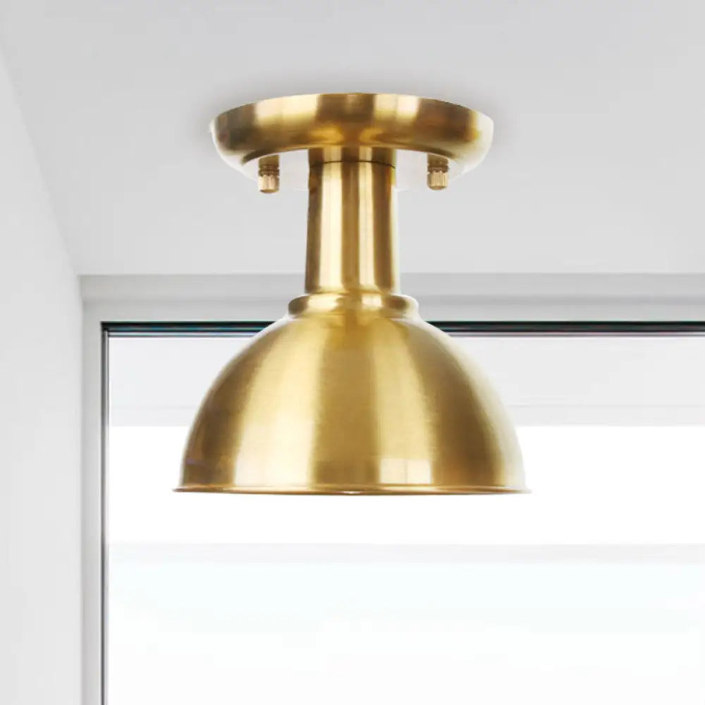 DecorBites™ DecorBites™ Gold Industrial Metallic Semi Flush Mount Light - 1 Bulb Hall Fixture