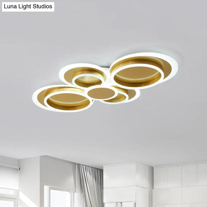 DecorBites™ DecorBites™ Gold Iron Ceiling Flush Mount LED Light for Parlor - Mid-Century Style with Warm/White Light