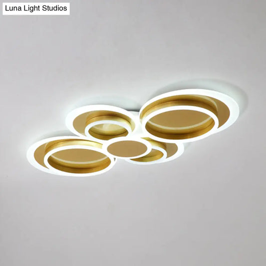 DecorBites™ DecorBites™ Gold Iron Ceiling Flush Mount LED Light for Parlor - Mid-Century Style with Warm/White Light