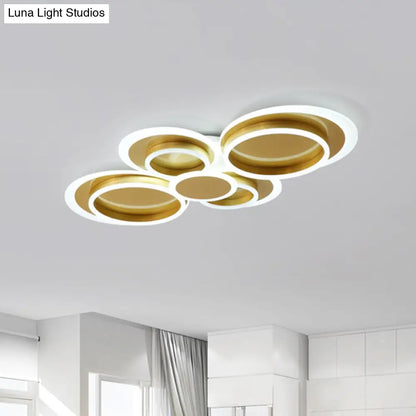 DecorBites™ DecorBites™ Gold Iron Ceiling Flush Mount LED Light for Parlor - Mid-Century Style with Warm/White Light