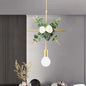 Gold Iron Rectangle/Round Frame Pendant Light with Artificial Bloom Deco - Stylish Suspended Ceiling Fixture