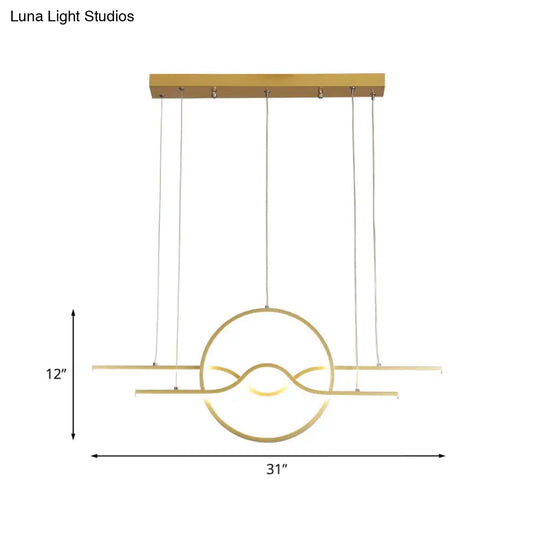 DecorBites™ Gold Island LED Pendant Light with Modern Wavy Design for Dining Area