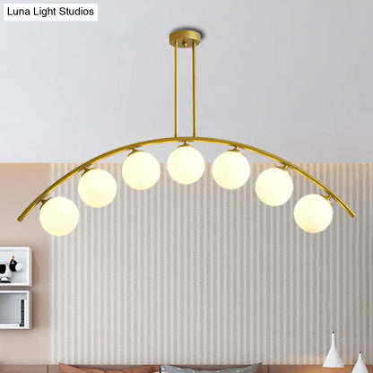 DecorBites™ Gold Island Pendant with Clear/White Shade and Curvy Design - Perfect for Modern Kitchens (3/5/7 Lights)