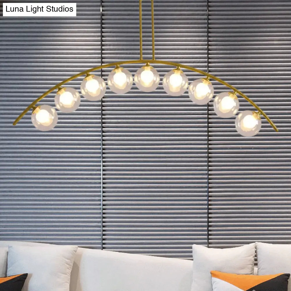 DecorBites™ Gold Island Pendant with Clear/White Shade and Curvy Design - Perfect for Modern Kitchens (3/5/7 Lights)