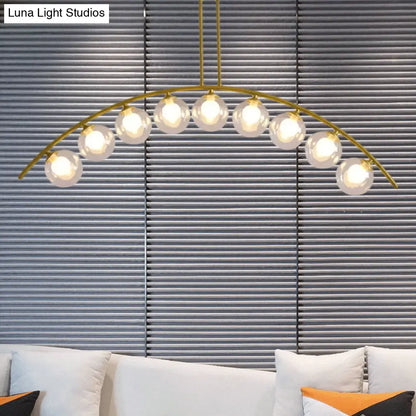 DecorBites™ Gold Island Pendant with Clear/White Shade and Curvy Design - Perfect for Modern Kitchens (3/5/7 Lights)