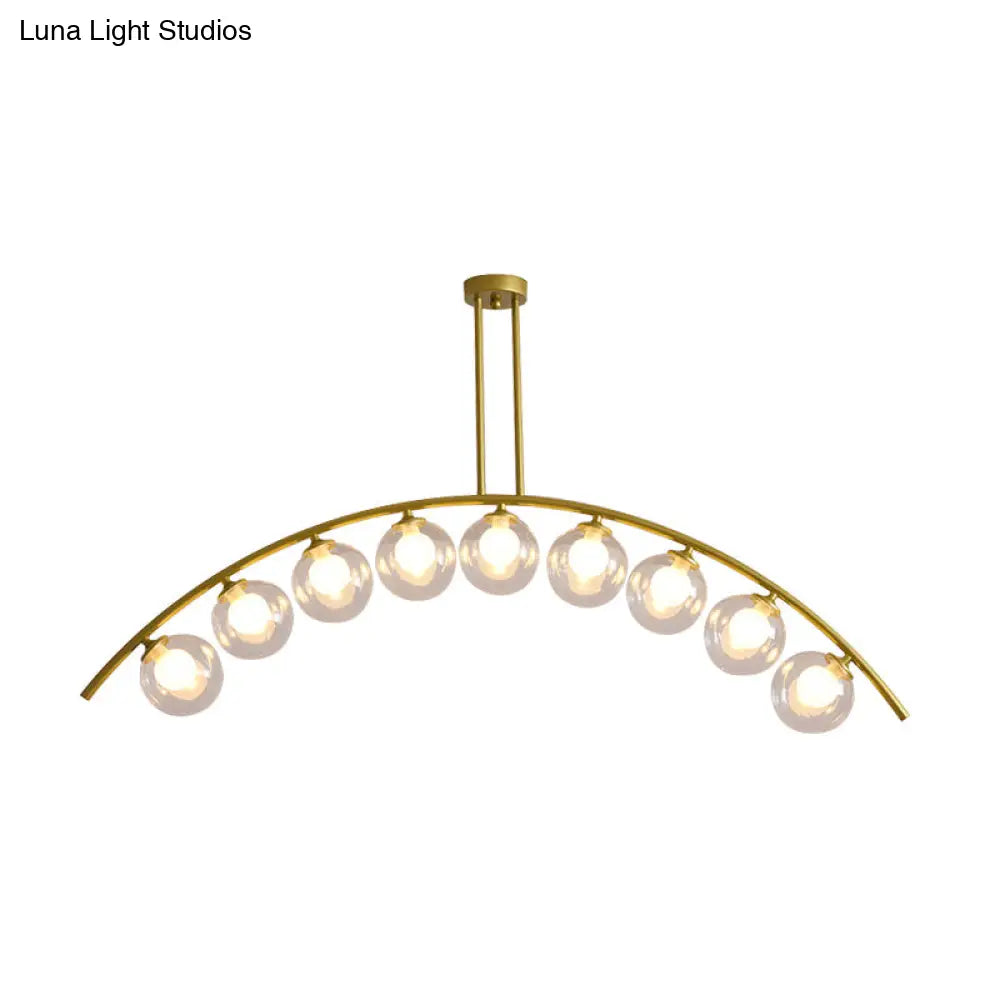 DecorBites™ Gold Island Pendant with Clear/White Shade and Curvy Design - Perfect for Modern Kitchens (3/5/7 Lights)