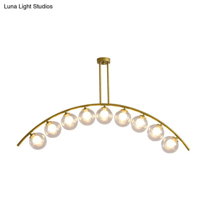 DecorBites™ Gold Island Pendant with Clear/White Shade and Curvy Design - Perfect for Modern Kitchens (3/5/7 Lights)