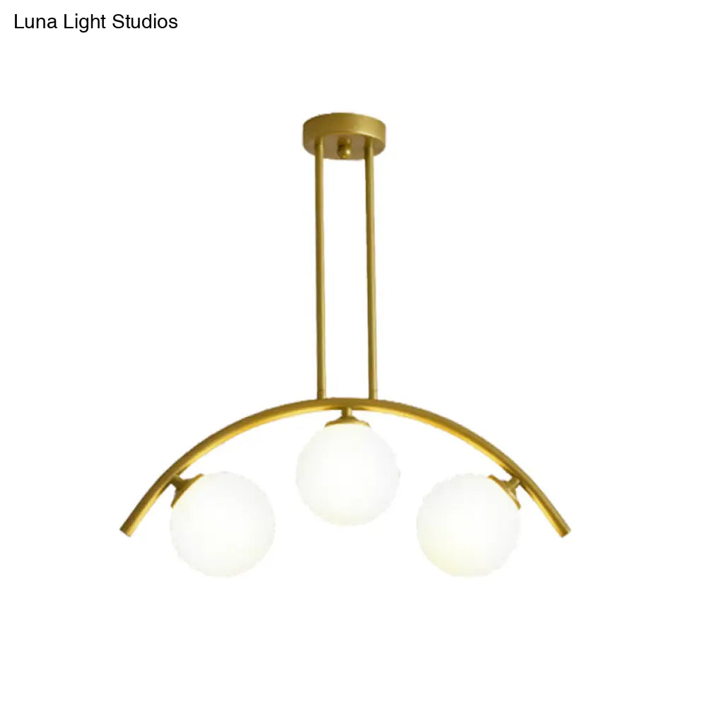 DecorBites™ Gold Island Pendant with Clear/White Shade and Curvy Design - Perfect for Modern Kitchens (3/5/7 Lights)