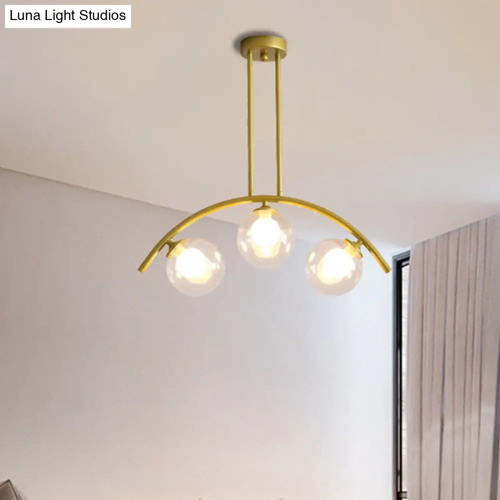 DecorBites™ Gold Island Pendant with Clear/White Shade and Curvy Design - Perfect for Modern Kitchens (3/5/7 Lights)