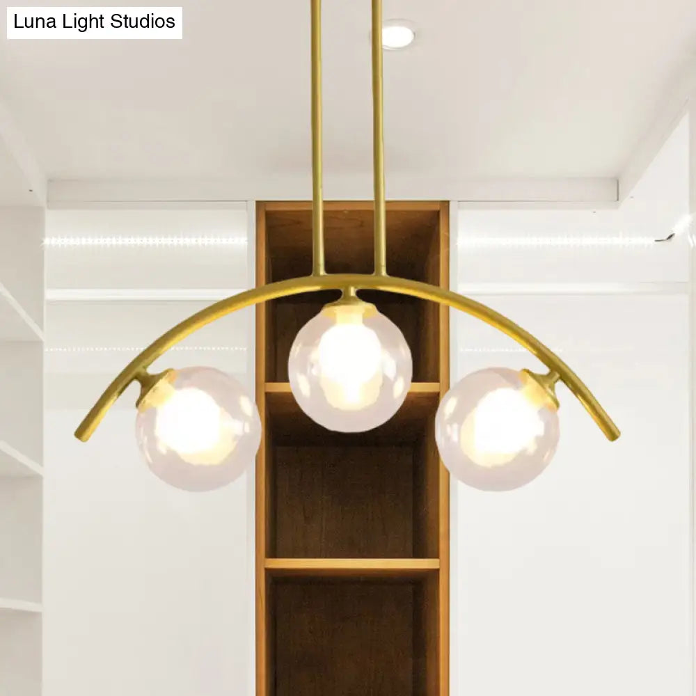 DecorBites™ Gold Island Pendant with Clear/White Shade and Curvy Design - Perfect for Modern Kitchens (3/5/7 Lights)