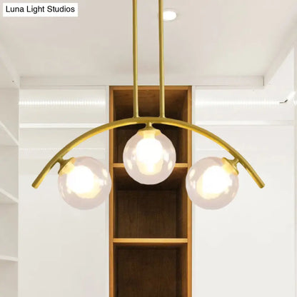 DecorBites™ Gold Island Pendant with Clear/White Shade and Curvy Design - Perfect for Modern Kitchens (3/5/7 Lights)