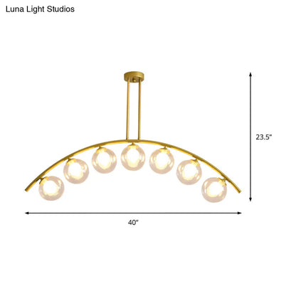 DecorBites™ Gold Island Pendant with Clear/White Shade and Curvy Design - Perfect for Modern Kitchens (3/5/7 Lights)