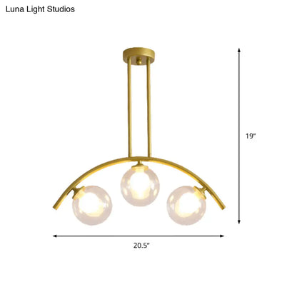 DecorBites™ Gold Island Pendant with Clear/White Shade and Curvy Design - Perfect for Modern Kitchens (3/5/7 Lights)