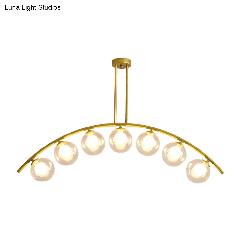 DecorBites™ Gold Island Pendant with Clear/White Shade and Curvy Design - Perfect for Modern Kitchens (3/5/7 Lights)