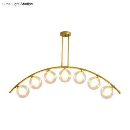 DecorBites™ Gold Island Pendant with Clear/White Shade and Curvy Design - Perfect for Modern Kitchens (3/5/7 Lights)