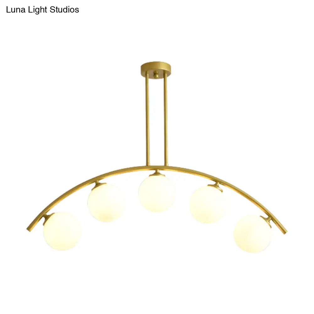 DecorBites™ Gold Island Pendant with Clear/White Shade and Curvy Design - Perfect for Modern Kitchens (3/5/7 Lights)