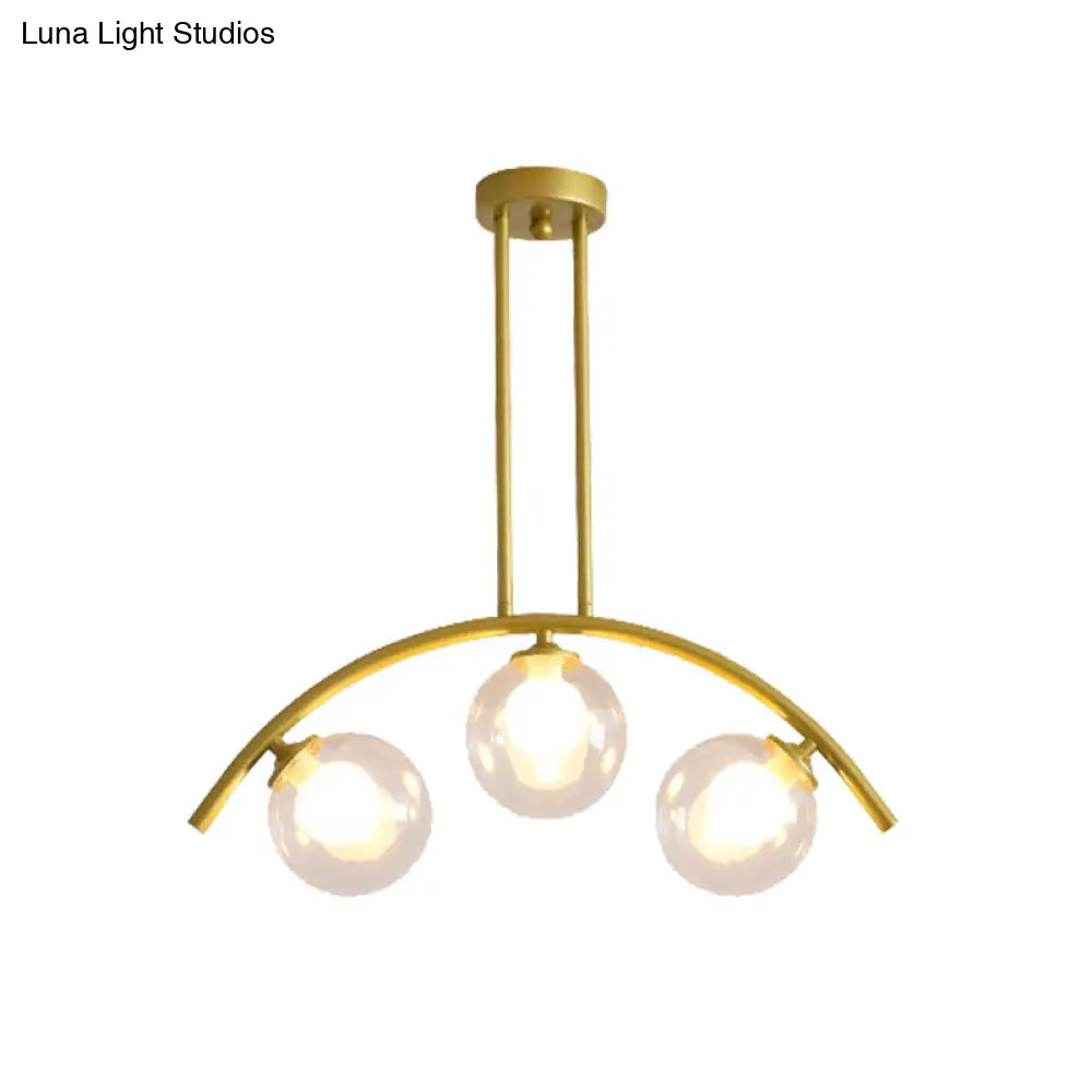 DecorBites™ Gold Island Pendant with Clear/White Shade and Curvy Design - Perfect for Modern Kitchens (3/5/7 Lights)