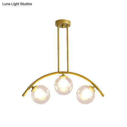 DecorBites™ Gold Island Pendant with Clear/White Shade and Curvy Design - Perfect for Modern Kitchens (3/5/7 Lights)