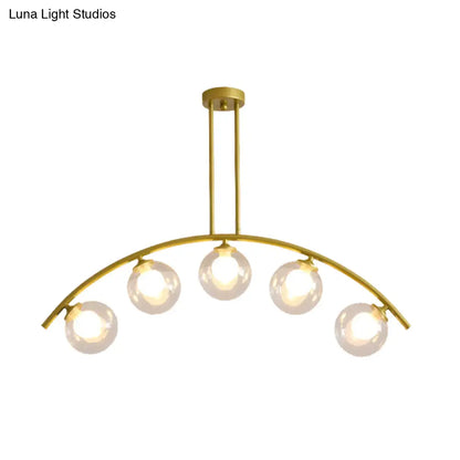 DecorBites™ Gold Island Pendant with Clear/White Shade and Curvy Design - Perfect for Modern Kitchens (3/5/7 Lights)
