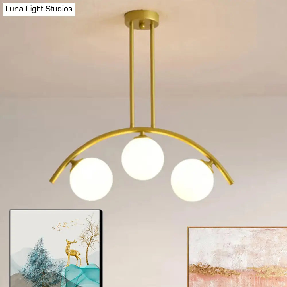 DecorBites™ Gold Island Pendant with Clear/White Shade and Curvy Design - Perfect for Modern Kitchens (3/5/7 Lights)