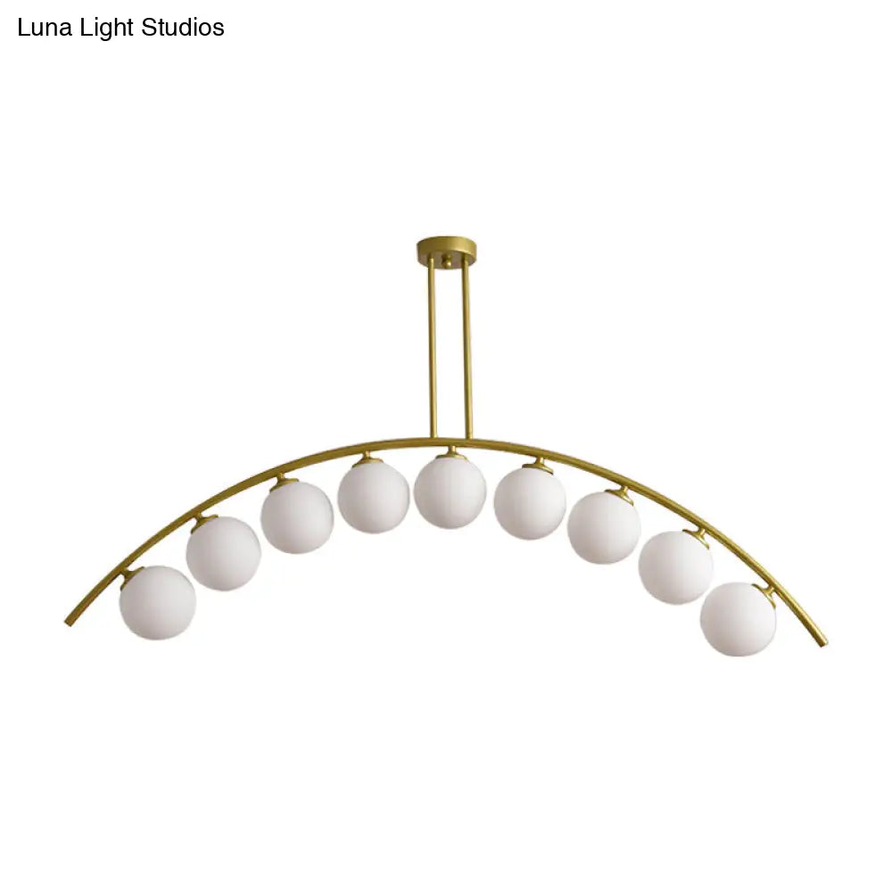 DecorBites™ Gold Island Pendant with Clear/White Shade and Curvy Design - Perfect for Modern Kitchens (3/5/7 Lights)