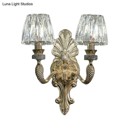 DecorBites™ DecorBites™ Gold K9 Crystal Cone Shade Wall Sconce Light - Antique Style - Ideal for Dining Room - Half-Bulb Wall Lamp