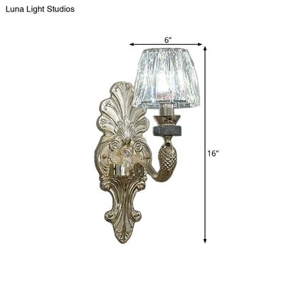 DecorBites™ DecorBites™ Gold K9 Crystal Cone Shade Wall Sconce Light - Antique Style - Ideal for Dining Room - Half-Bulb Wall Lamp