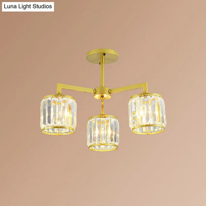 DecorBites™ DecorBites™ Gold K9 Crystal Cylinder Semi Flush Postmodern Ceiling Mount - 3/6 Bulb Living Room Fixture