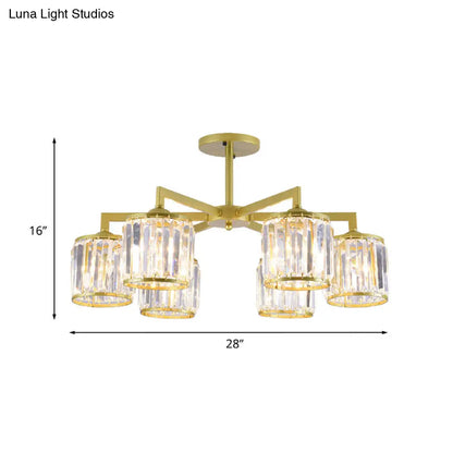 DecorBites™ DecorBites™ Gold K9 Crystal Cylinder Semi Flush Postmodern Ceiling Mount - 3/6 Bulb Living Room Fixture