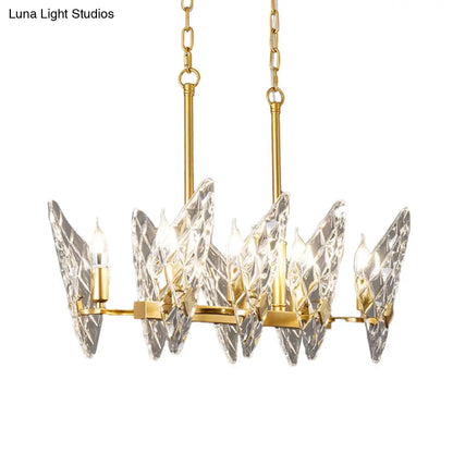 DecorBites™ Gold Lattice Glass Candelabra Suspension Lamp - 8-Head Postmodern Island Lighting for Dining Room