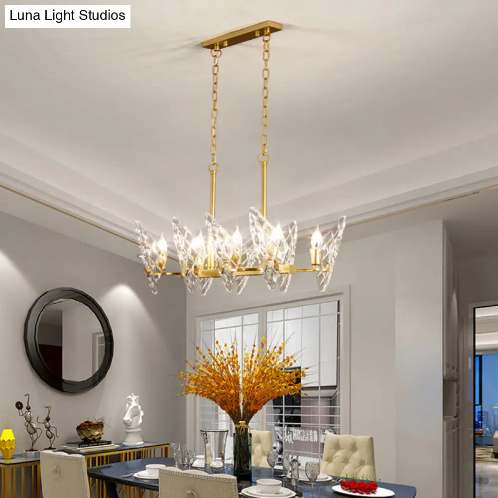 DecorBites™ Gold Lattice Glass Candelabra Suspension Lamp - 8-Head Postmodern Island Lighting for Dining Room