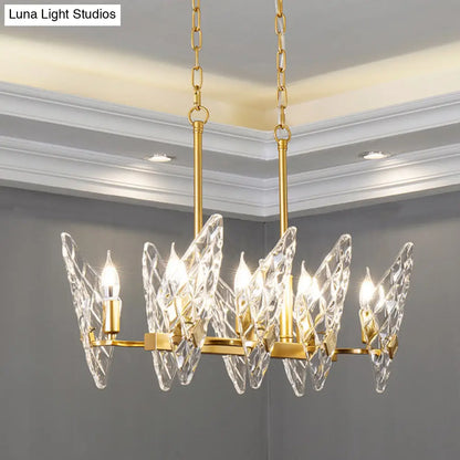 DecorBites™ Gold Lattice Glass Candelabra Suspension Lamp - 8-Head Postmodern Island Lighting for Dining Room