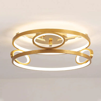DecorBites™ DecorBites™ Gold LED Acrylic Ceiling Light Fixture for Living Room, Tiered Semi Flush Mount, 18"/23.5" Wide