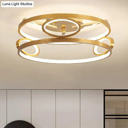 DecorBites™ DecorBites™ Gold LED Acrylic Ceiling Light Fixture for Living Room, Tiered Semi Flush Mount, 18"/23.5" Wide