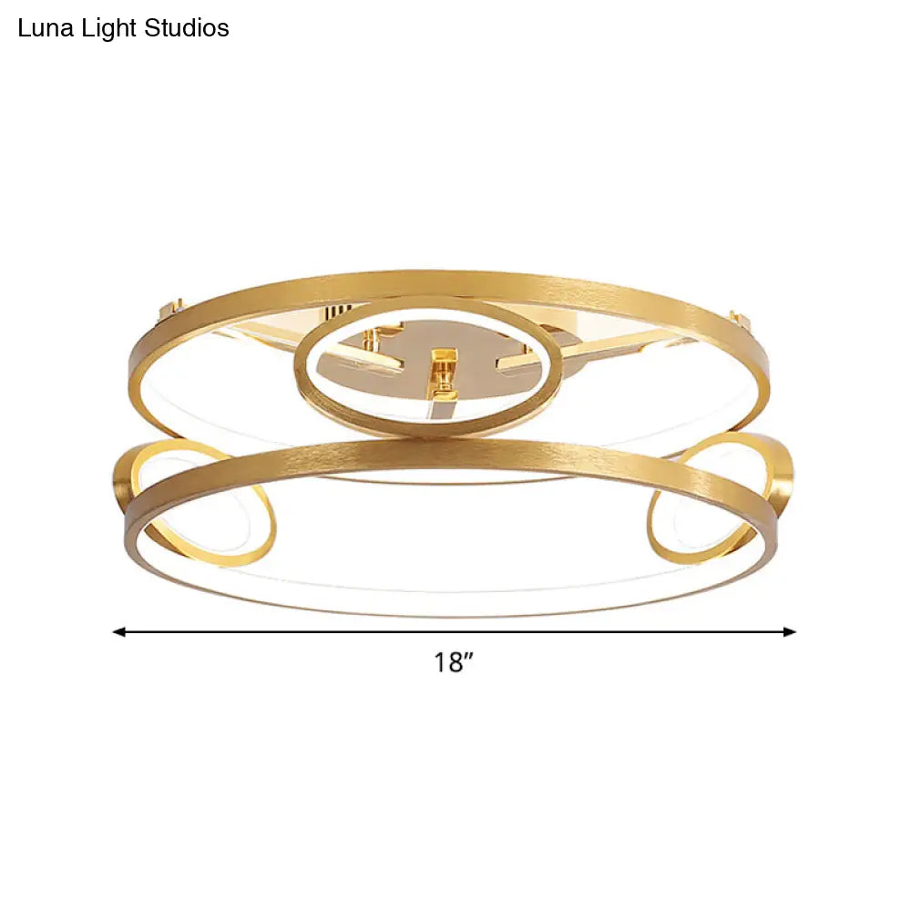 DecorBites™ DecorBites™ Gold LED Acrylic Ceiling Light Fixture for Living Room, Tiered Semi Flush Mount, 18"/23.5" Wide