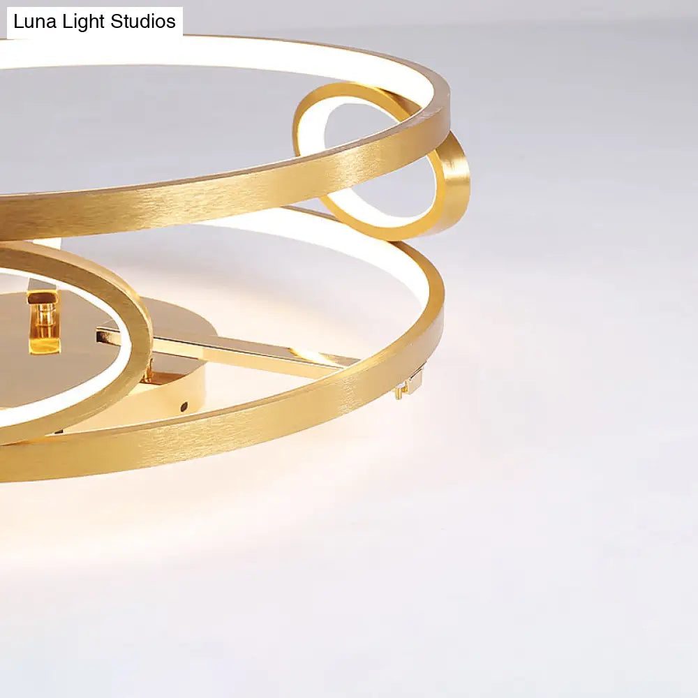 DecorBites™ DecorBites™ Gold LED Acrylic Ceiling Light Fixture for Living Room, Tiered Semi Flush Mount, 18"/23.5" Wide