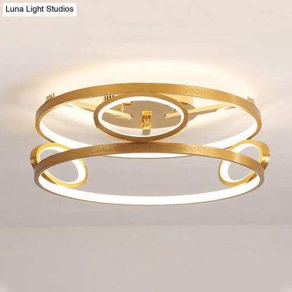 DecorBites™ DecorBites™ Gold LED Acrylic Ceiling Light Fixture for Living Room, Tiered Semi Flush Mount, 18"/23.5" Wide